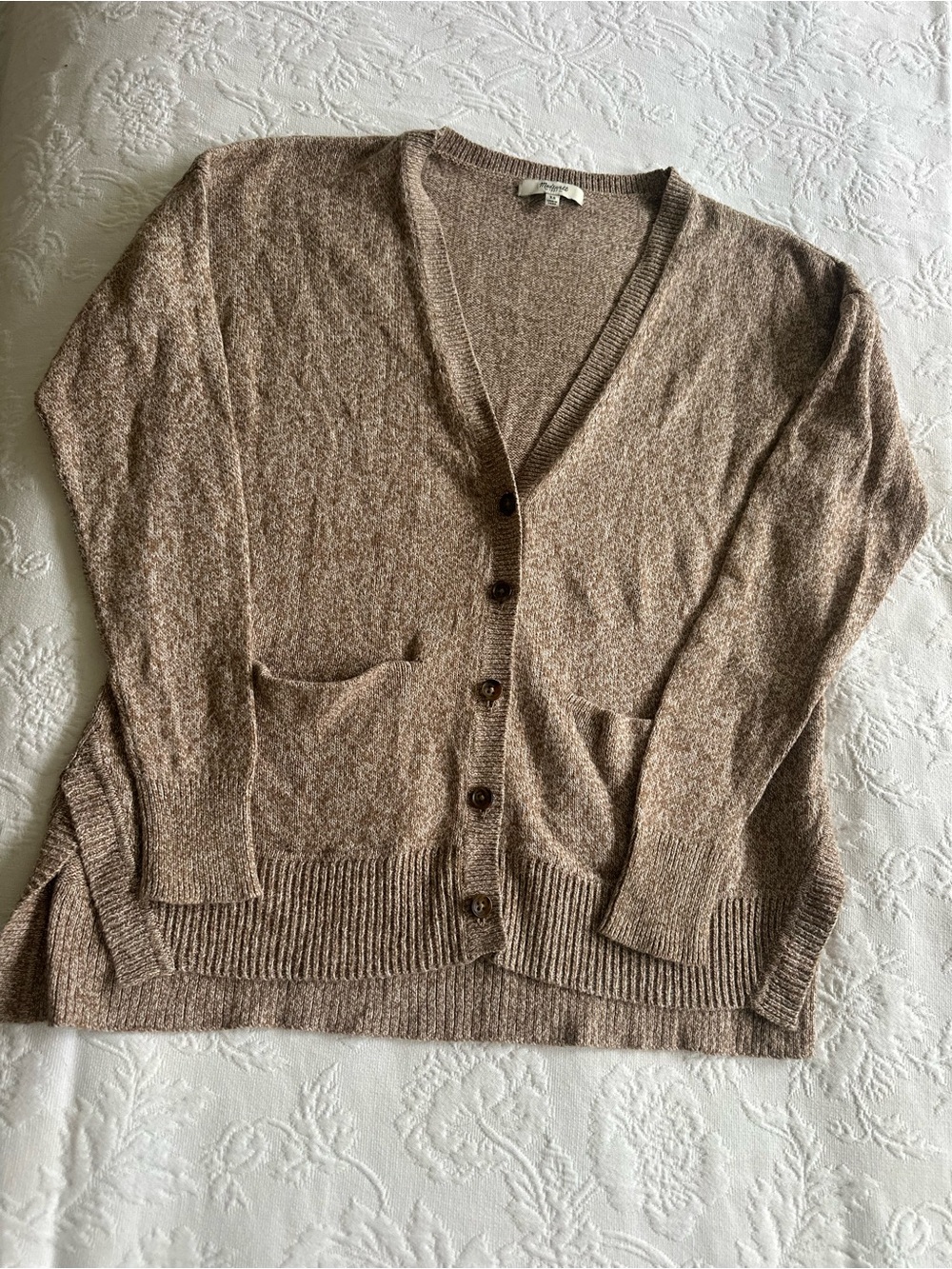 Madewell Brown V-Neck Button Cardigan Sweater XS